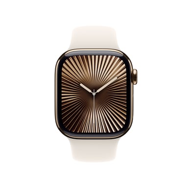 Apple Watch Series 10 GPS + Cellular in Titanio Oro 42mm con cinturino in gomma M/L bianco