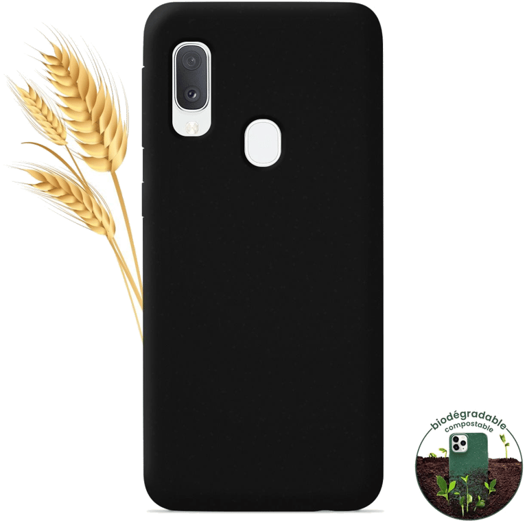 Coque silicone unie compatible Biodégradable Noir Samsung Galaxy A20e