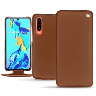 Housse cuir Huawei P30 -  - Marron - Cuir lisse