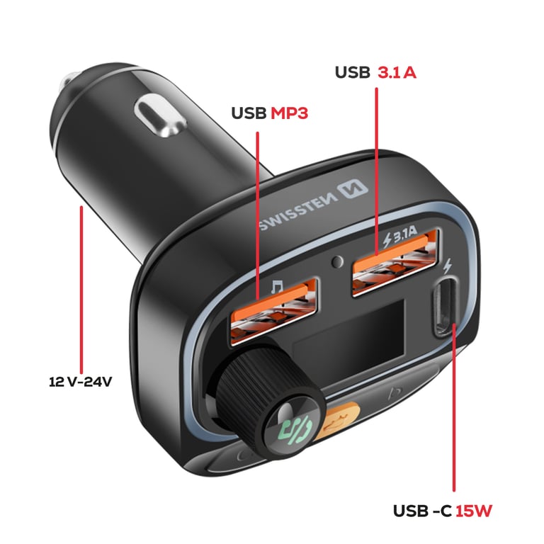Transmetteur FM Bluetooth 5.3 Charge rapide RGB et lecture MP3 Neuf - vue 2