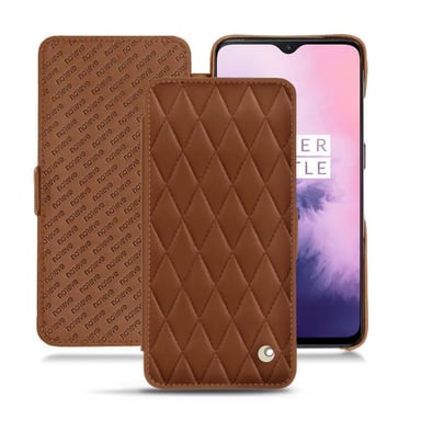 Housse cuir OnePlus 7 -  - Marron - Cuir lisse couture