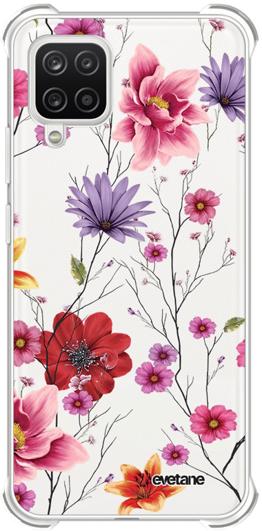 Evetane Coque Samsung Galaxy A12 anti-choc souple angles renforcés transparente Motif Fleurs Multico