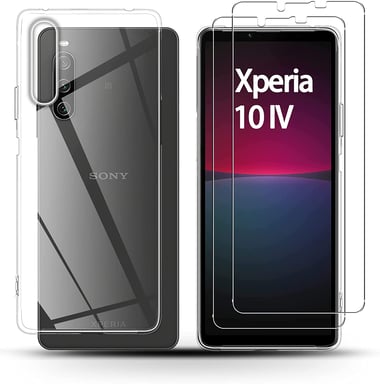 Pack coque transparente en TPU et vitre protection écran en verre trempé pour Sony Xperia 10 IV 5G (Xperia 10 4 5G)   - XEPTIO