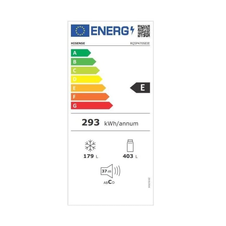 Réfrigérateur américain HISENSE RQ5P470SEIE 4 portes Classe énergétique E 84 2 x 74 4 x 188 5 cm Inox - vue 9