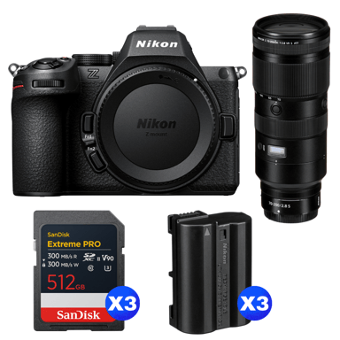 Cámara híbrida Nikon Z5 II + 70-200mm f/2.8 VR S + 3 SanDisk 512GB Extreme PRO UHS-II + 3 Nikon EN-EL15c + Ebook ''20 consejos para fotos que impactan''