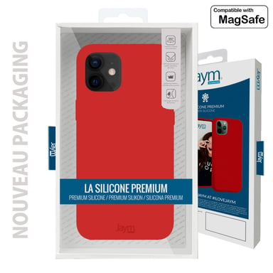 Coque Silicone Premium Rouge pour Apple iPhone 14 Plus -100% Silicone et Microfibre - Compatible Magsafe - Renforcée et Ultra Doux