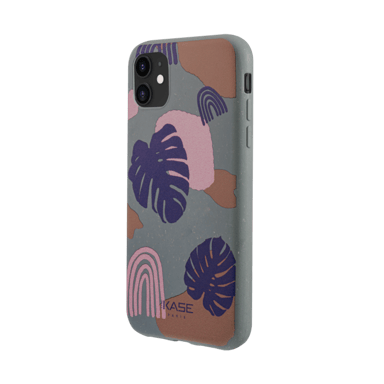 Coque antibactérienne vegan bio 100 % zéro déchet pour Apple iPhone 11, Feuillage de la Jungle