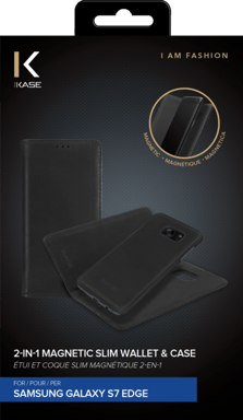 Custodia magnetica sottile 2 in 1 e guscio per Samsung Galaxy S7 Edge, nero