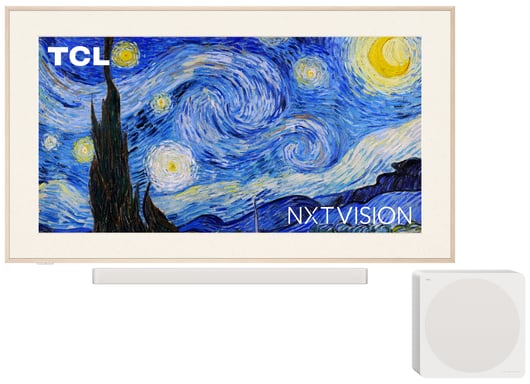 TCL A300 NXTFRAME 55A300 Pro (55'') 4K Ultra HD Smart TV, Blanc avec barre de son et caisson sans?fil Bang & Olufsen