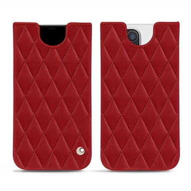 Pochette cuir Apple iPhone 14 Pro Max - Pochette - Rouge - Cuir lisse couture