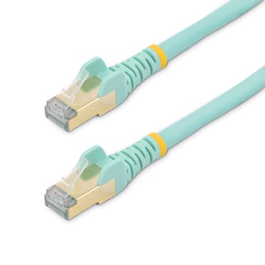 StarTech.com Cable de red Cat6a STP blindado sin gancho de 50 cm - Aqua