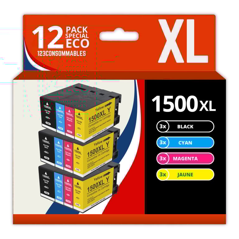 123CONSOMMABLES PGI 1500XL Cartouches d'encre compatibles avec Canon PGI 1500XL PGI 1500 pour Maxify MB2350 MB2050 MB2300 MB2000 MB2150 MB2755 MB2155 MB2750 Neuf - vue 2