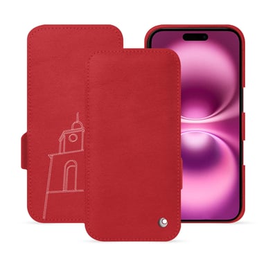Housse cuir Apple iPhone 16 Plus -  - Rouge - Cuir lisse premium