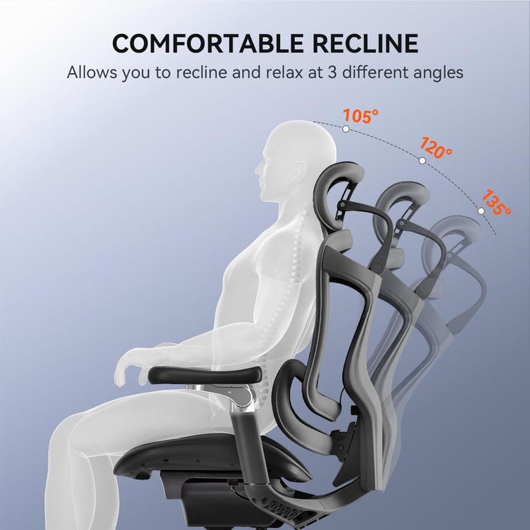 SIHOO Doro C300 Pro Chaise de bureau ergonomique Accoudoirs 5D support lombaire auto ajustable dossier en maille Jusqu'à 150kg 3 pieds réglables 92°/100°/112° Certifié BIFMATÜV 77x67x127cm Neuf - vue 5