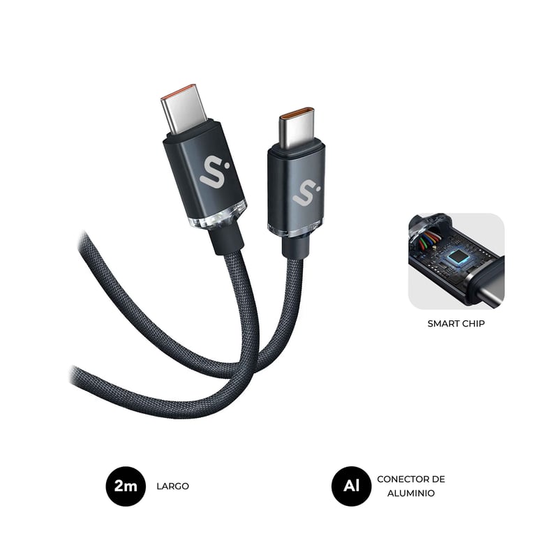 SUBBLIM SUBCAB-C06002 câble USB USB 2.0 2 m USB C Noir - Neuf