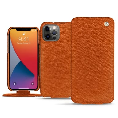 Housse cuir Apple iPhone 13 Pro Max -  - Orange - Cuir saffiano
