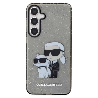 Coque pour Galaxy S24 Plus Motif Karl and Choupette Pailletée Noir