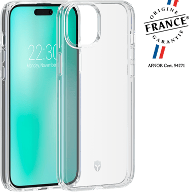 Coque renforcée iPhone 15 Plus FEEL Origine France Garantie 2m Transparente + Garantie à vie - Origine France Garantie Force Case
