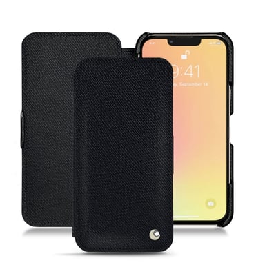 Funda de piel Apple iPhone 13 mini - Solapa horizontal - Negro - Piel saffiano