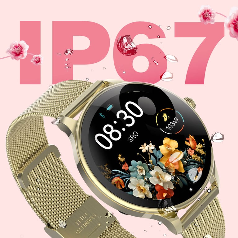 Montre Connectée Femme 38mm Élégante inoxydable Dorée - vue 3