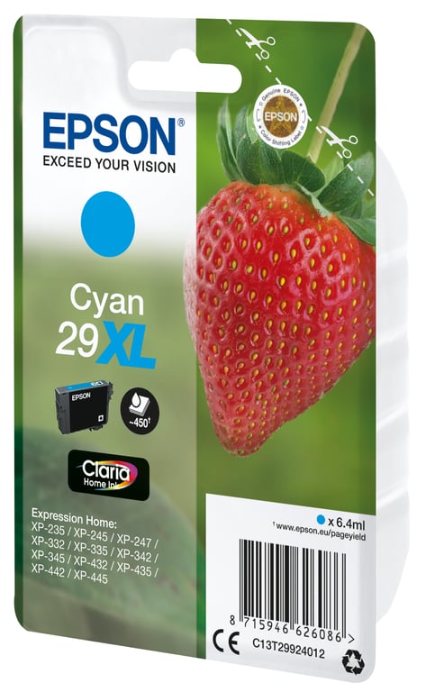 EPSON Cartouche d'encre T2992 XL Cyan - Fraise (C13T29924012) - Neuf
