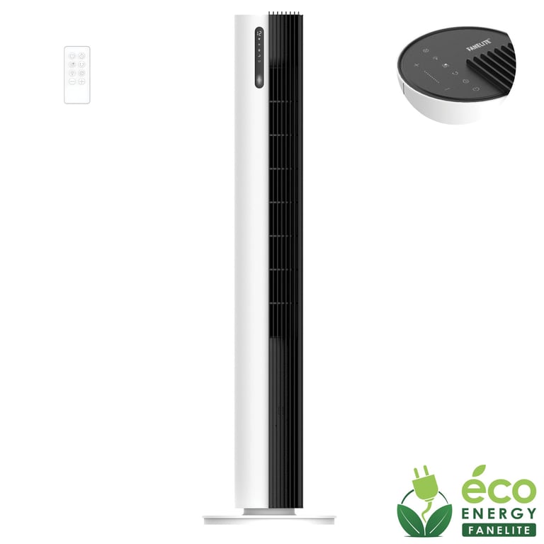 Fanelite Ventilateur tour 110 cm DF-AT1101E - Moteur DC 30W - Blanc - Grille plastique - Télécommande