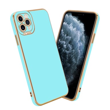 Coque pour Apple iPhone 11 PRO MAX en Glossy Turquoise - Or Rose Housse de protection Étui en silicone TPU flexible et avec protection pour appareil photo