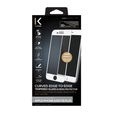 Protector de pantalla de cristal templado de borde a borde para Apple iPhone 6/6s/7/8 Plus, Blanco