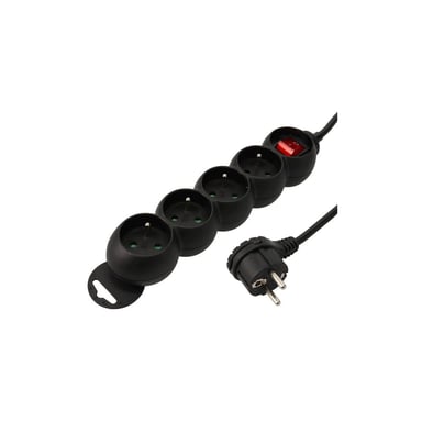 ERARD Bloc multiprises 4 prises 2P+T 16A 3680W Noir interrupteur lumineux câble 1,8 m