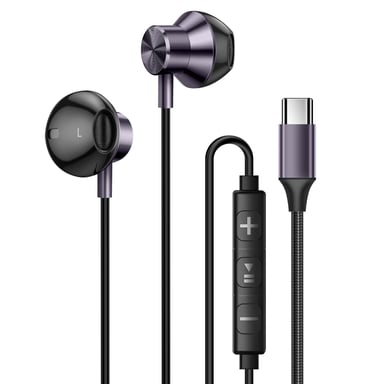 Écouteurs Intra USB-C Aimantés Musique et Appels Mains Libres Gris