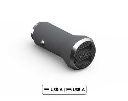 Double Chargeur voiture USB A+A 4.8A (2.4+2.4A) IC Smart Garanti à vie Gris Force Power