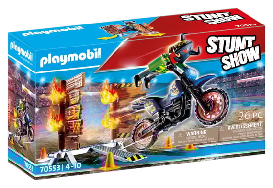Playmobil Stuntshow Motociclista y muro de fuego