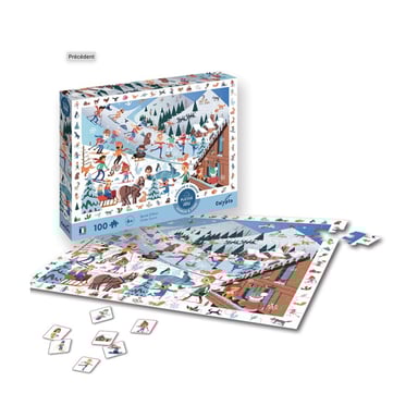 Puzzle de 100 piezas: Deportes de invierno para niños