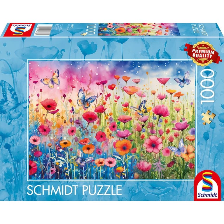 Puzzle 1000 pièces Schmidt Spiele Prairie de Coquelicots Aquarelle 69x49 cm Neuf