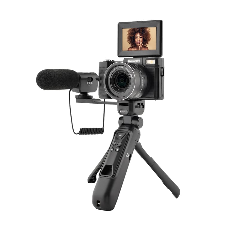 AGFAPHOTO Kit Vlogging Appareil photo compact Realishot VLG-4K Optique Noir + Accessoires