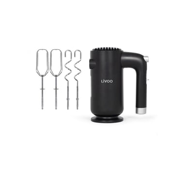 Batteur à main LIVOO DOP243N 250 W 5 vitesses turbo 4 accessoires Noir avec fouets et crochets à pétrir