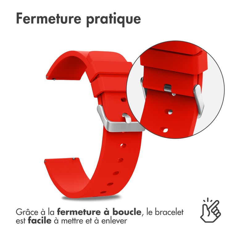 imoshion Bracelet silicone - Connexion universelle 24 mm - Rouge - Neuf