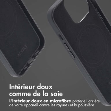 Accezz Coque arrière en cuir avec MagSafe pour Apple iPhone 13 Pro - Onyx Black