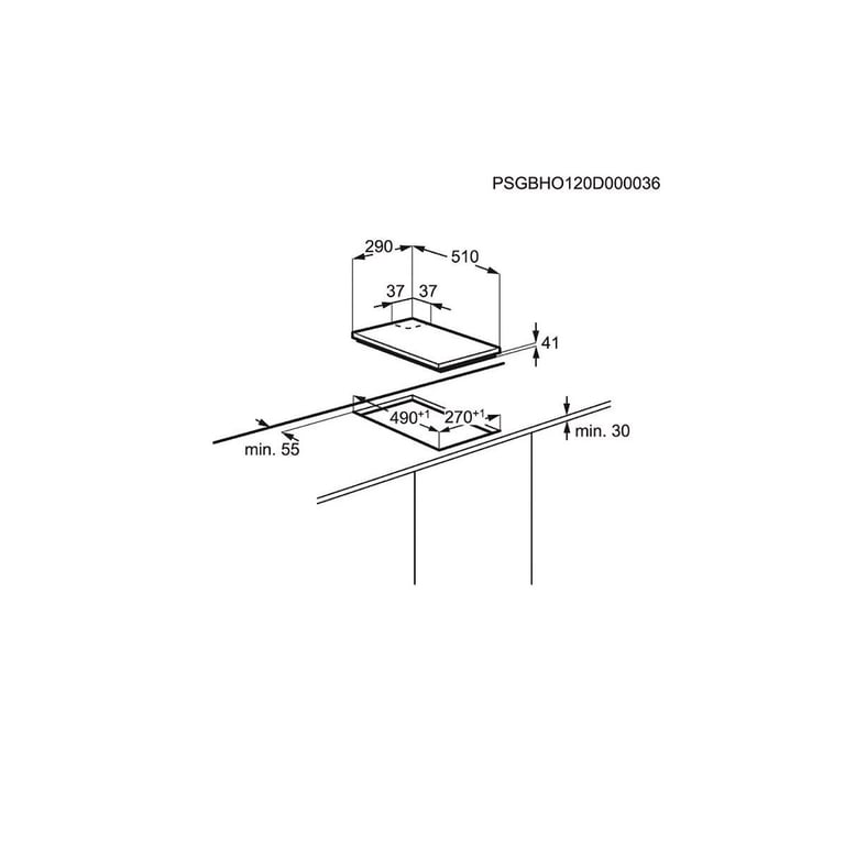 Table de cuisson gaz intégrable Electrolux Domino EGG3322NVX 29 cm Inox 2 brûleurs, grilles fonte, allumage auto et sécurité thermocouple - Neuf
