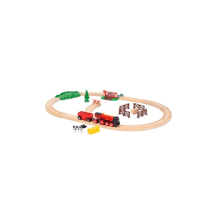 BRIO World 36029 Circuit Campagne Locomotive à piles Coffret de 24 pièces avec animaux Circuit de train en bois Dès - vue 3