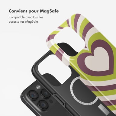 Selencia Coque arrière Vivid avec MagSafe pour Apple iPhone 15 Pro - Double Hearts Plum Fern