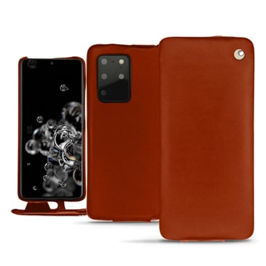 Housse cuir Samsung Galaxy S20+ 5G -  - Orange - Cuir vegan
