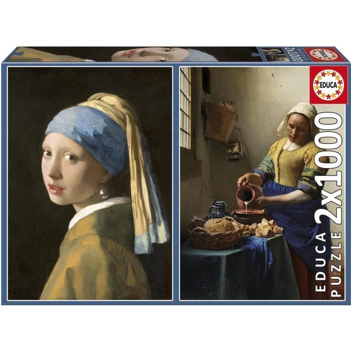 Puzzle EDUCA La Jeune Fille à la + La Laitière Johannes Vermeer 2x1000 pièces
