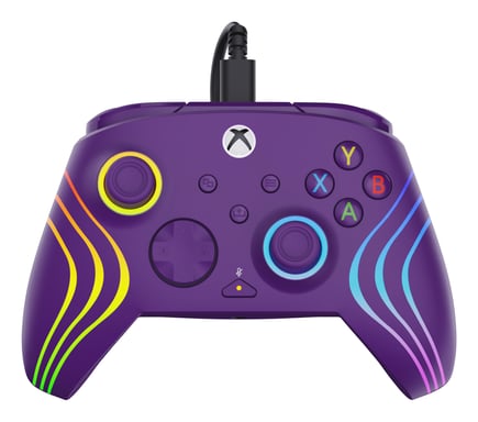 Controlador Turtle Beach Afterglow Wave Violeta Controlador de juego RGB con cable - Licencia para Xbox Series XS, Xbox One y Windows - Botones programables, gatillos con efecto Hall, controles de audio