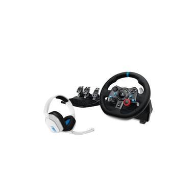 Pack Logitech Volant de course et pédalier G29 Driving Force pour PS5 PS4 PC Mac Noir + Casque gaming Astro A10 V2 Gén 1 Blan