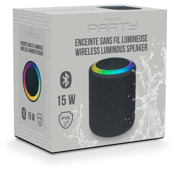 BIGBEN Party - Enceinte Bluetooth sans fil Mainstream 1 - Effets lumineux - IPX6 - 15W - USB-C