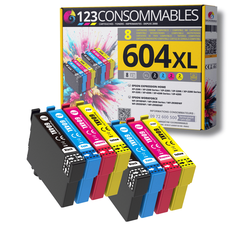 123CONSOMMABLES 604XL Pack 10 cartouches compatibles EPSON 604 Neuf