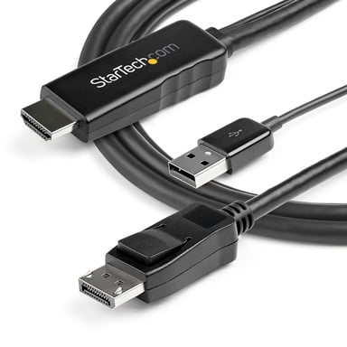 StarTech.com Cavo adattatore da HDMI a DisplayPort da 2 m - 4K 30Hz - M/M - Cavo convertitore attivo da HDMI 1.4 a DP 1.2 con audio - Alimentazione USB - Mac e Windows - Laptop HDMI to DP Display
