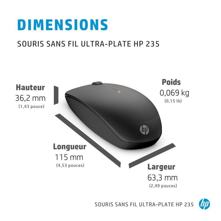 HP Souris sans fil ultra-plate 235 - Neuf