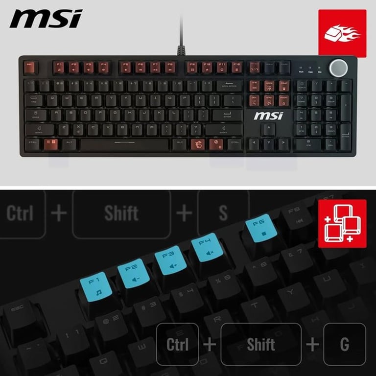 Clavier gaming mécanique MSI FORGE GK320 FR Switches linéaires 978 g 44.1x13.4x3.7 cm - vue 3